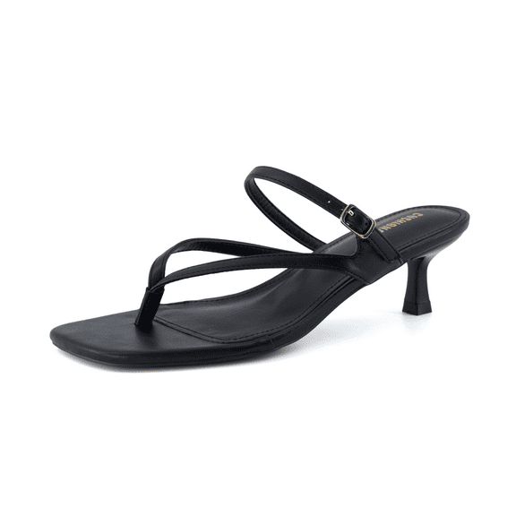 Cushionaire Women's Madrid Strappy Kitten Heel Sandals +Memory Foam, Wide Widths Available
