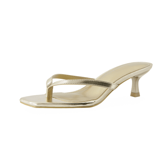 Cushionaire Miami Kitten Heel Sandals for Women - Soft Vegan Leather Thong Heeled Sandals with Memory Foam Padding & Non-Slip Outsole for All-Day Comfort, Comfortable Heels for Summer