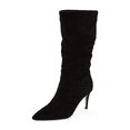 thumbnail image 1 of Cushionaire Women's Porsha Slouchy Vegan Suede Mid-Calf Scrunch Boot with Pointed Toe, Memory Foam & 3-Inch Heel | Wide Widths Available, 1 of 21