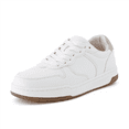 thumbnail image 1 of Cushionaire Women's Serve Lace Up Casual Sneakers for Women - Vegan Leather Low Top Tennis Shoe with Memory Foam Padded Insoles, Color Contrast Heel Tab and Gum Outsole, 1 of 6