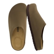 Cushionaire Womens Sils Knit Cork Footbed Clog - Soft Stretch Knit, Genuine Suede Insole Slip-On Clogs for Women with +Comfort
