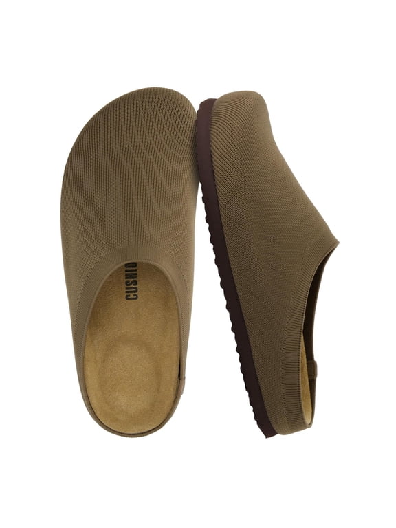 Women's Sils Knit Cork Footbed Clog - Soft Stretch Knit, Genuine Suede Insole Slip-On Clogs for Women with +Comfort