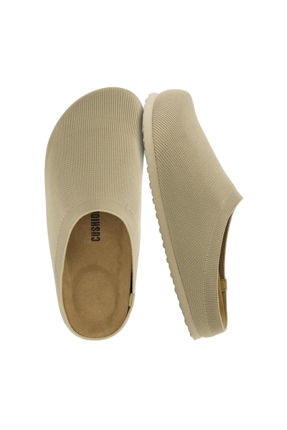 Women's Sils Knit Cork Footbed Clog - Soft Stretch Knit, Genuine Suede Insole Slip-On Clogs for Women with +Comfort