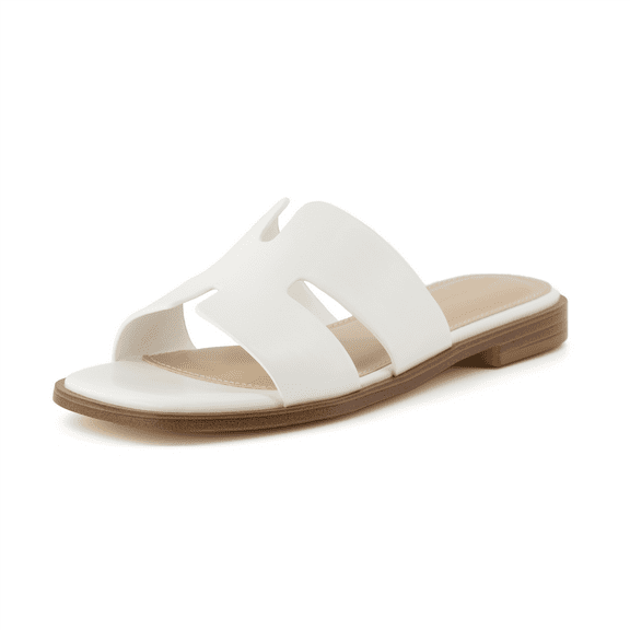 Cushionaire Women's Voyage Slide Sandal with Memory Foam – Trendy Slip-On Flat, Wide Widths Available