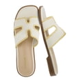 thumbnail image 1 of Cushionaire Voyage Cutout Strap Slides for Women - Slip On Summer Flats, Comfortable and Trendy Vacation Style Sandals for Women, 1 of 20