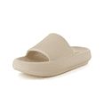 thumbnail image 1 of Cushionaire Women's Waterproof Feather Recovery Slide Sandal. Khaki, 8, 1 of 15