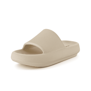 Cushionaire Women's Waterproof Slide Sandal, Khaki, 9