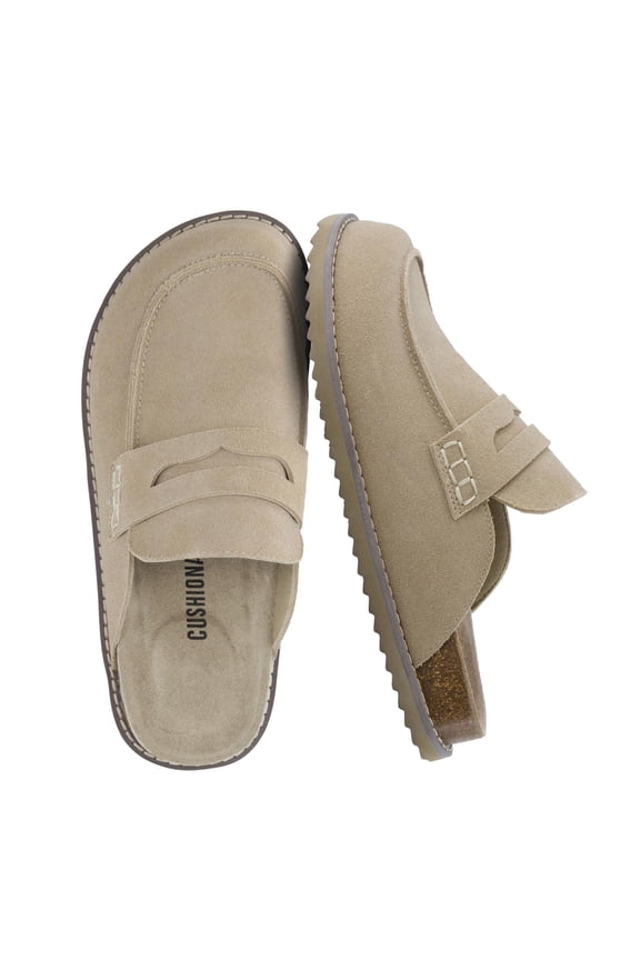 Zola Women’s Suede Clog – Genuine Suede Slip-On Penny Loafer with Memory Foam, Cork Footbed & Flexible Outsole