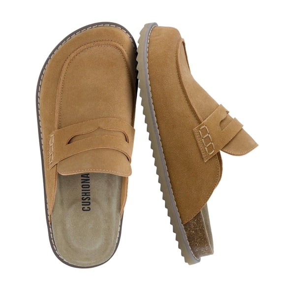 Cushionaire Zola Women’s Suede Clog – Genuine Suede Slip-On Penny Loafer with Memory Foam, Cork Footbed & Flexible Outsole