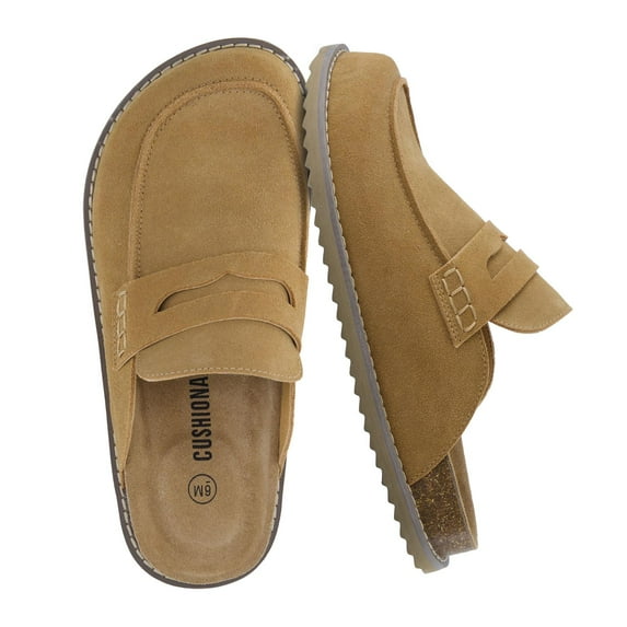Cushionaire Zola Women’s Suede Clog – Genuine Suede Slip-On Penny Loafer with Memory Foam, Cork Footbed & Flexible Outsole