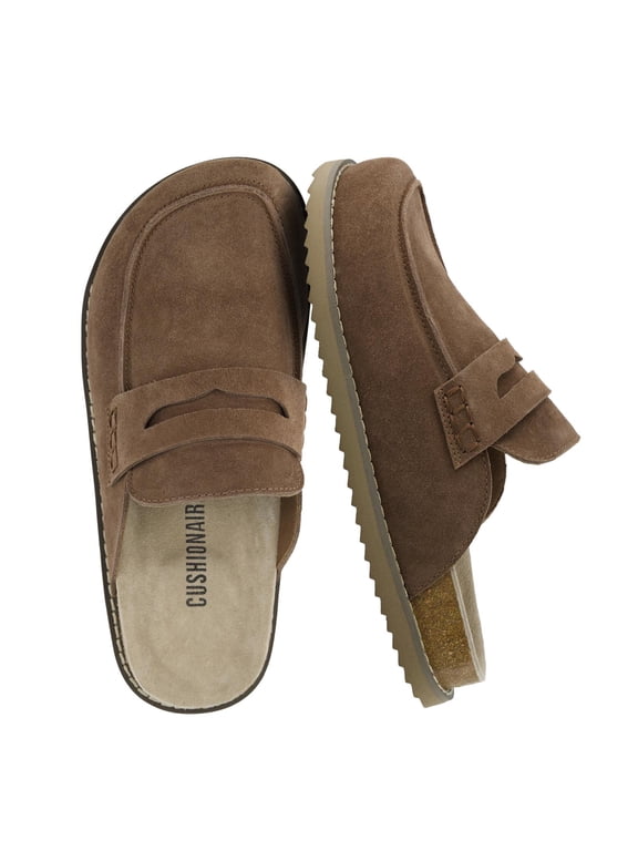 Zola Suede Clogs for Women | Genuine Suede Slip on Penny Loafer Clogs with Cork Footbed | Classic Closed Toe Mule Design for Everyday Casual Wear