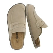 CUSHIONAIRE Zola Women’s Suede Clog – Genuine Suede Slip-On Penny Loafer with Memory Foam, Cork Footbed & Flexible Outsole