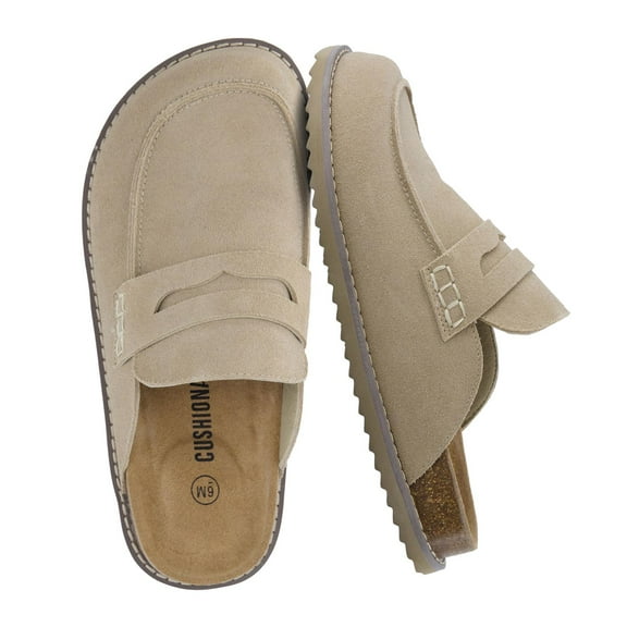 Cushionaire Zola Women’s Suede Clog – Genuine Suede Slip-On Penny Loafer with Memory Foam, Cork Footbed & Flexible Outsole