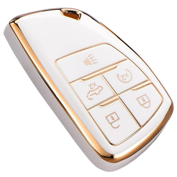 Cushioned 5-Button Soft TPU Key Fob Cover with Keychain for Chevy Silverado GMC Sierra HD Buick Envision 2022-2024 Smart Remote Case