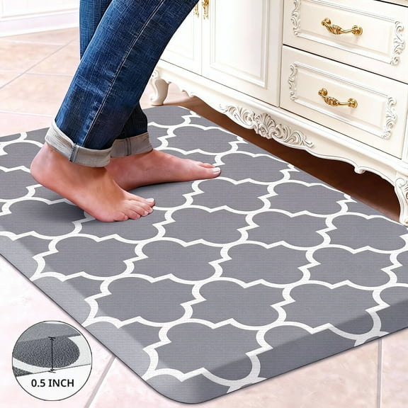 Cushioned Anti-Fatigue Kitchen Rug Mat ,17.3"x 28",Non Slip Waterproof , Heavy Duty PVC Ergonomic Comfort Mat for Kitchen, Floor Home, Office, Sink, Laundry