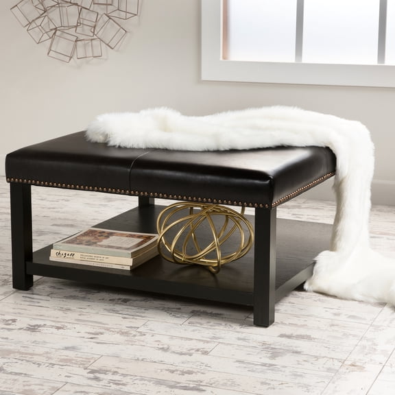 Cushioned Coffee Table With Storage Function, Dark Brown Birch Wood, 34.59" Deep X 34.66" Wide 17.8" High Versatile Possibility,