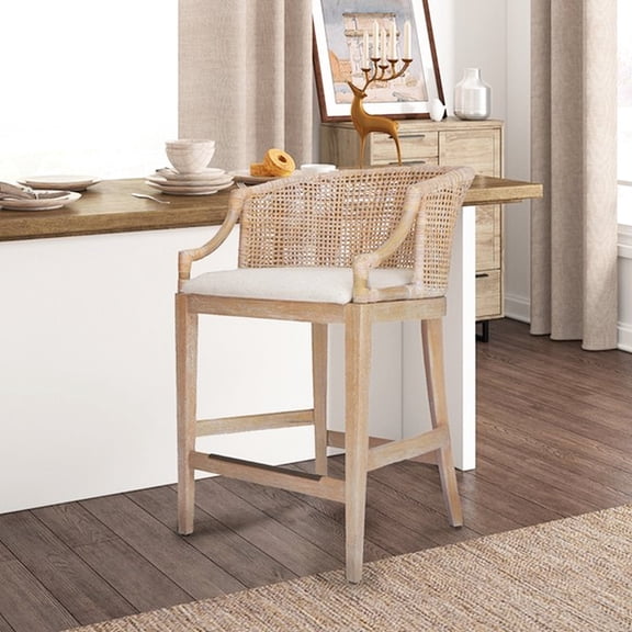 Cushioned Linen Seat - Rounded Back with Style - Kitchen or Dining Use - Relaxing Seating Option