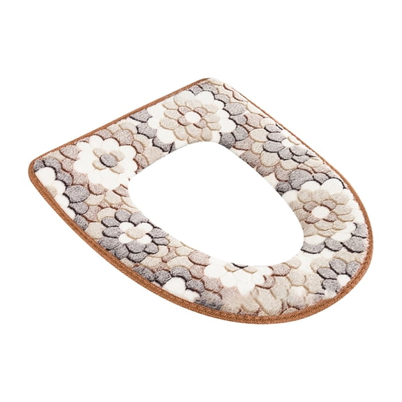 Cushioned Toilet Seat, Cushion Toilet Seat, Universal Seat Covers, 14X18 In, Warm Plush, Large Floral Motif, Moisture Blocking, Brown Trim, Guest Bathroom, 1 Pc