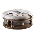 thumbnail image 1 of Cushioned Top Wooden Coffee Table with Bottom Shelf, Brown and Beige, 1 of 3