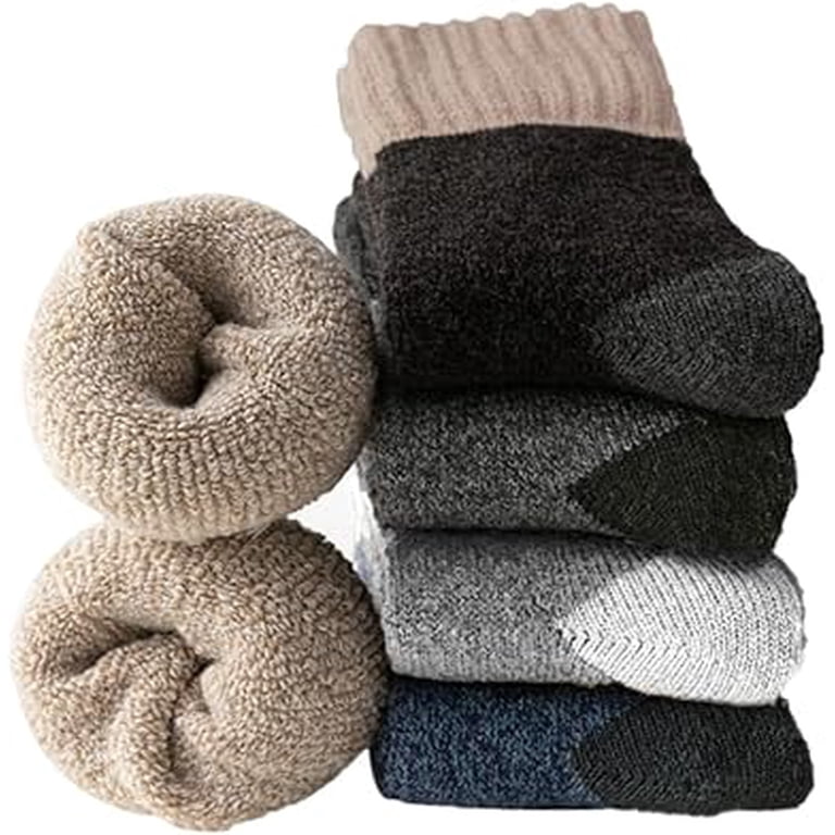 Cushioned Wool Socks Mens, 5 Pairs Hiking Thermal Warm Socks  display picture 3