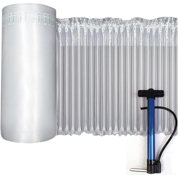 Cushioning Wrap Roll, 12 inch x144 , Inflatable Air Pillow Column Wrap for Packing and Moving, Large Bottle Protector Breakable Supplies with Pump