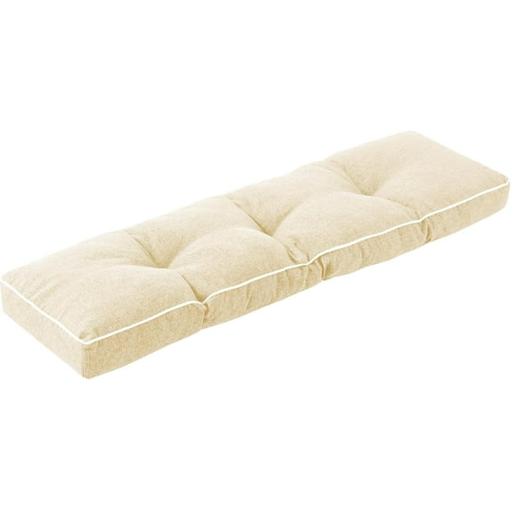 Cushions for Outdoor Furniture, 36 x 14 Inch Outdoor Bench Cushion, Patio Bench Cushion with Durable Ties, Long Patio Seat Cushions for Garden, Indoor, Kitchen&Dining, Beige