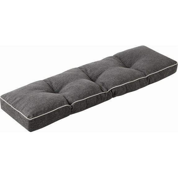 Cushions for Outdoor Furniture, 36 x 14 Inch Outdoor Bench Cushion, Patio Bench Cushion with Durable Ties, Long Patio Seat Cushions for Garden, Indoor, Kitchen&Dining, Dark Grey