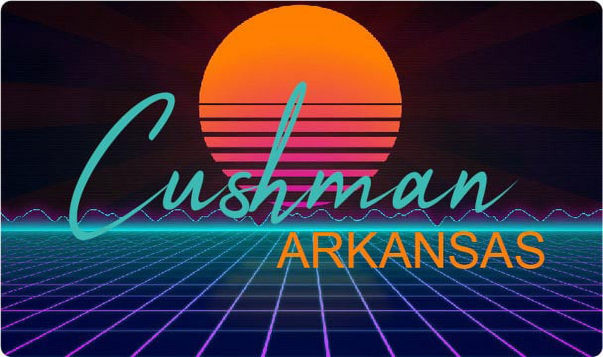 Cushman Arkansas 2 X 1.25Inch Vinyl Decal Stiker Retro Neon Design