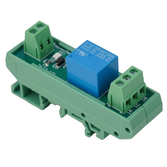 Cushteg 1 Channel DIN Rail Relay Board with Interface Module, 5/12/24V Electromagnetic Relay for Industrial Automation, 10A 250VAC/30VDC, TS35 Mounting(DC24V)