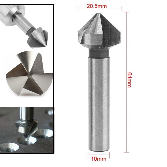 Cushteg 3 Flute HSS Countersink Drill Bit 90 Degree Chamfer Cutter for Stainless Steel, Aluminum, Carbon Steel, Wood - 6.3-20.5mm Set(20.5mm)