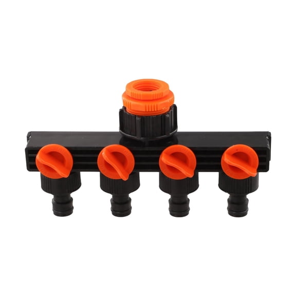 Cushteg 4-Way Garden Hose Splitter with Individual Flow Control Valves, Plastic Water Diverter for Home Yard Irrigation, for 1/2 Inch and 3/4 Inch Quick Connectors