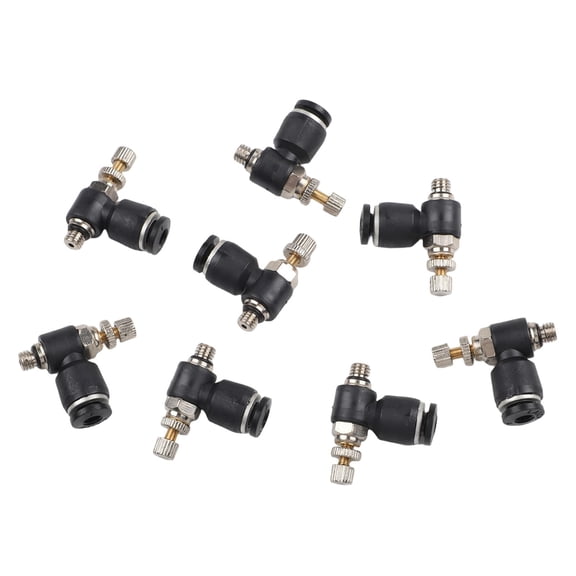 Cushteg Air Flow Speed Control Valve Connector Tube Hose Set with Push-In Fitting for Pneumatic Systems, 8 Pack, Brass and Plastic Construction, for M5/G1/8/G1/4/G3/8/G1/2/G3/4 Thread Sizes