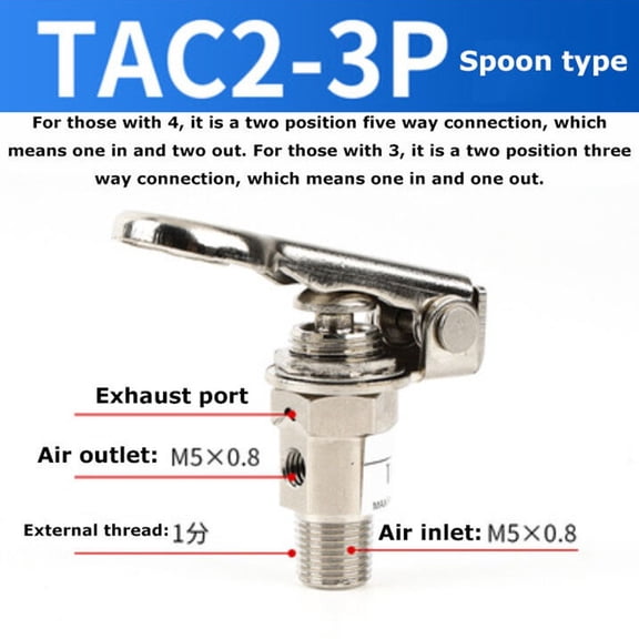 Cushteg Brass Pneumatic Mechanical Valve, 2 Position 3/5 Way, Button/Roller/Spoon/Wrench Type, for Industrial Air Control Systems
