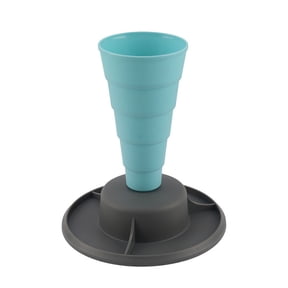Cushteg Foldable Piping Bag Holder Stand For Pastry Icing Bags, PP Material Baking Accessory With Sturdy Base and Organized Nozzle Tray, 23 Cm Blue And gray