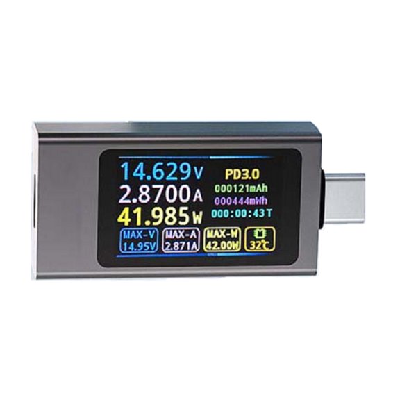 Cushteg KWS-X1 Type-C Tester Voltmeter Ammeter with 4-30V 12A Detection for Fast Charge Protocols PD QC 3.0/4.0 and OC 2.0/3.0/4.0