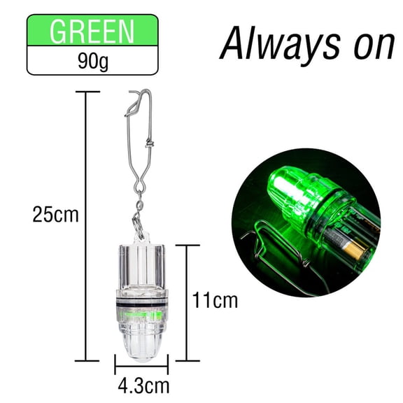 Cushteg LED Fishing Light for DEEP SEA - Dual-Mode Steady/Flash Underwater Lure, Waterproof ABS Design, High-Intensity Fish Attractant for Saltwater & Freshwater Fishing(Always on-Green)