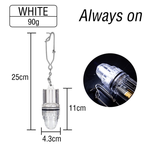 Cushteg LED Fishing Light for DEEP SEA - Dual-Mode Steady/Flash Underwater Lure, Waterproof ABS Design, High-Intensity Fish Attractant for Saltwater & Freshwater Fishing(Always on-White)