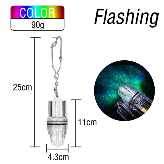 Cushteg LED Fishing Light for DEEP SEA - Dual-Mode Steady/Flash Underwater Lure, Waterproof ABS Design, High-Intensity Fish Attractant for Saltwater & Freshwater Fishing(Flashing-Color)