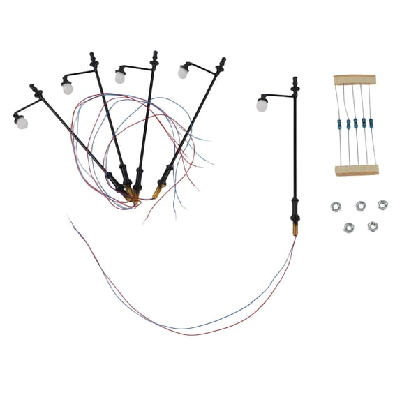Cushteg LED Lamp Post for Model Railway HO OO Scale 1:87 3.54" (90mm) Warm White Lighting Kit with 5pcs Lamps and Resistors, 3V 20mA