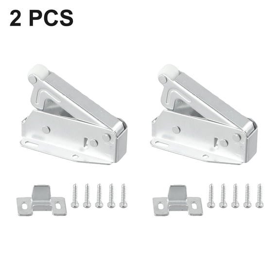 Cushteg Loft Touch Catch Latch for Cupboard Door, Hatch & Attic Push to Open Auto Latch, 2 Pack, Cold-Rolled Steel, Adjustable Screw Hole, 50mm x 15mm