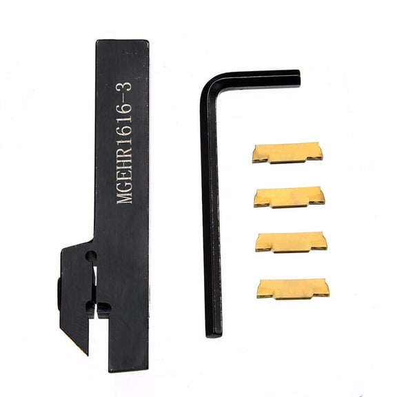Cushteg MGEHR1616-3 Lathe Cut-Off Grooving Parting Tool Holder with 4 PCS MGMN300 Carbide Inserts for Semi-Finishing and Finishing