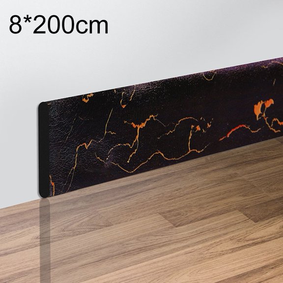 Cushteg Marble Pattern Skirting Board 8 cm x 200 cm, Thickened Anti-Collision Strip for Wall Corners, Table Edges and Gas Pipe Cover-Up, Self- Decorative Trim for Home(Black Texture)