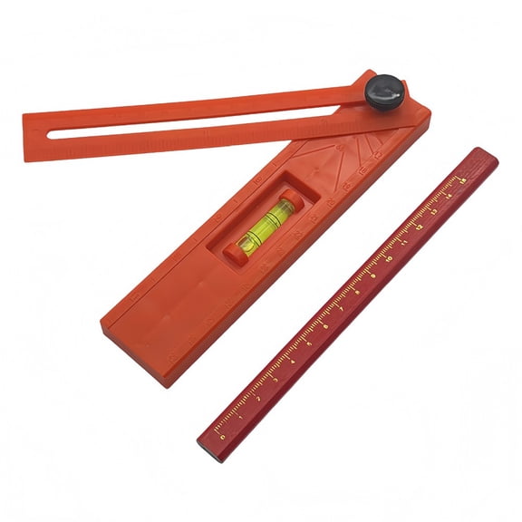 Cushteg Multi-Angle Marking Gauge for Woodworking with 360° Rotating Head and Built-In Level, Foldable Layout Ruler with Scriber, Lightweight ABS Measuring Tool(with pen)
