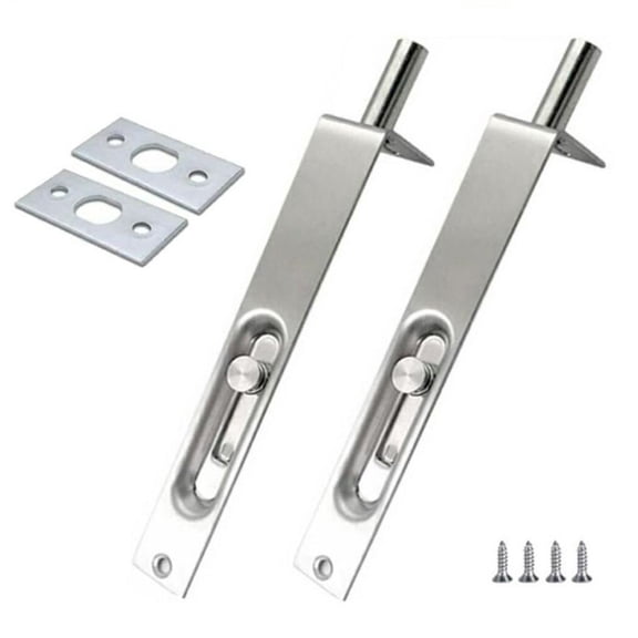 Cushteg Stainless Steel Door Flush Bolt 6 Inch for Security, Concealed Door Guard for French Patio Double Wood Doors, Spring Loaded Sliding Bolt Latch, 2 Pack