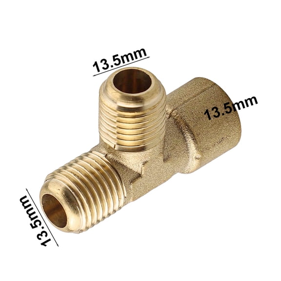Cushteg Three-Way Adapter for Piston Air Compressor, 14 * 1.5 Threaded Copper Connector for Oil-Free Air Pump Accessories, Brass One-Way Valve Joint