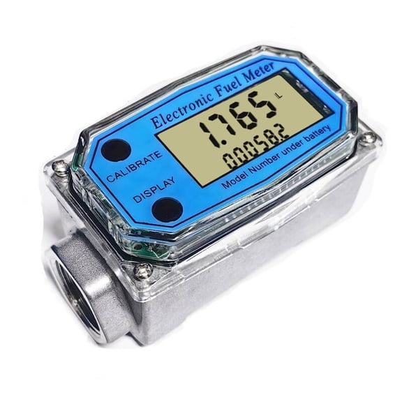 Cushteg Turbine Flow Meter with 3/4 Inch NPT Thread and Digital LCD Display for Diesel, Kerosene, Methanol, and Water Measurement in Industrial and Automotive Applications