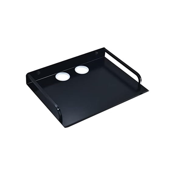 Cushteg Wall Mounted Projector Stand for TV Box, Media Box and Game Console | Space-Saving Floating Shelf with Cable Management Hole | Anodized Black Aluminum Bracket 33 x 25 x 4.2 cm
