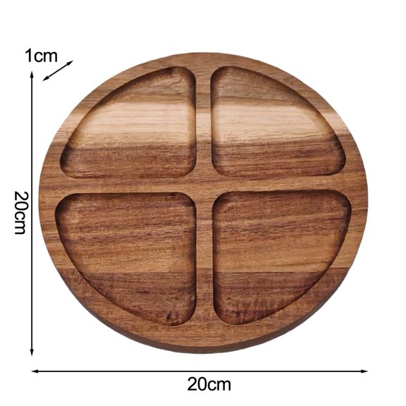 Cushteg Wood Serving Tray with Compartments for Christmas and Party, Puzzle Design Snack Server for Coffee Table Use(C)