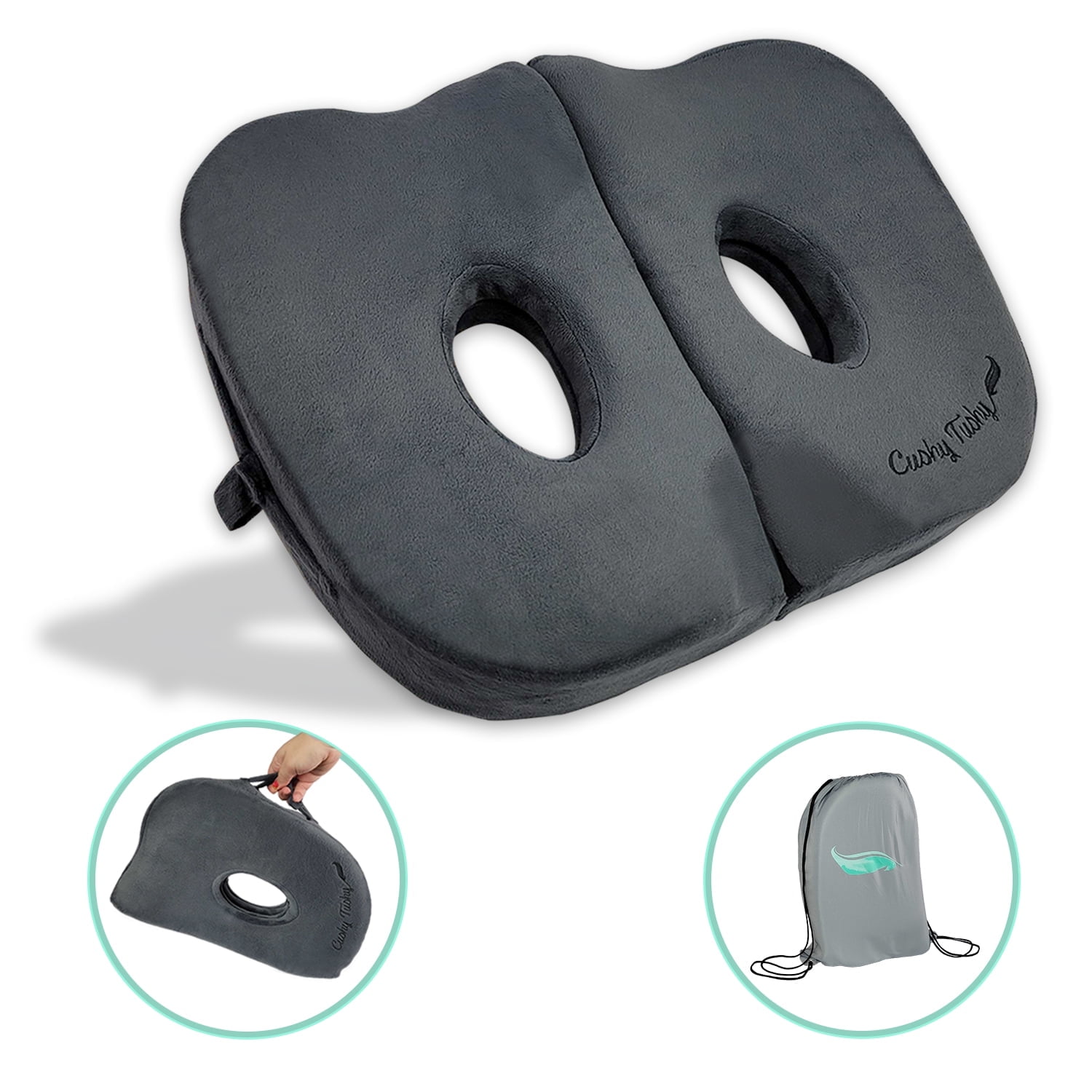 Cushy Tushy Foldable Sit Bone Seat Cushion 18 in x 14 in Gray for Sit Bone Pain Relief 1 Count