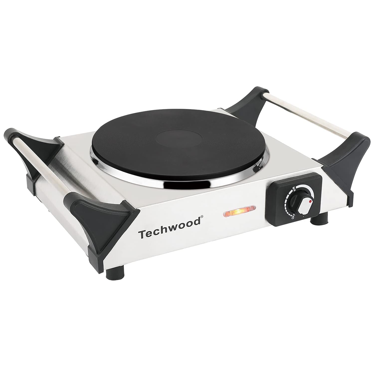 Techwood 1500W Portable Electric Hot Plate Single Burner 13.78 Inch Stainless Steel